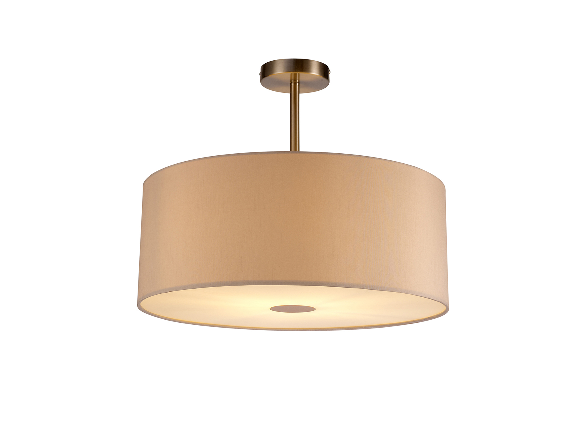 Baymont 50cm Semi Flush 1 Light Satin Nickel, Nude Beige/Moonlight, Frosted Diffuser